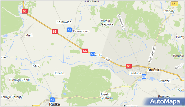 mapa Patoki gmina Brańsk, Patoki gmina Brańsk na mapie Targeo