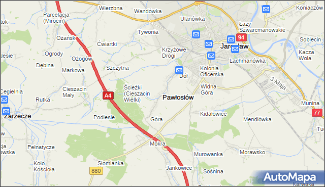 mapa Pawłosiów, Pawłosiów na mapie Targeo