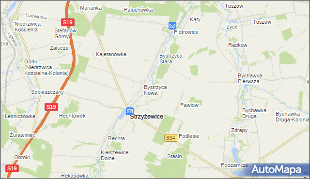 mapa Pawłówek gmina Strzyżewice, Pawłówek gmina Strzyżewice na mapie Targeo