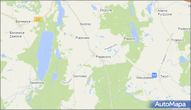 mapa Piaseczno gmina Banie, Piaseczno gmina Banie na mapie Targeo