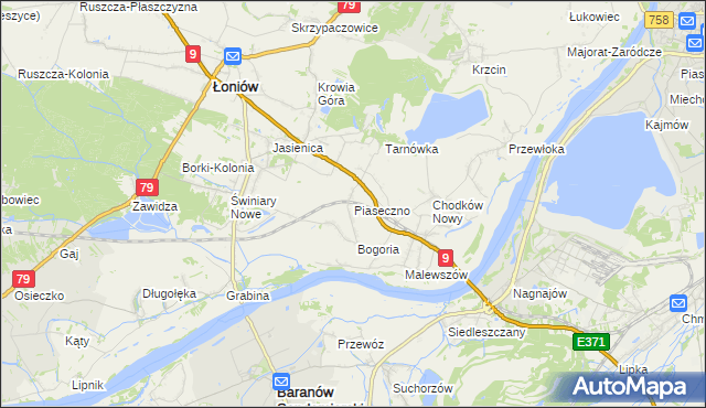 mapa Piaseczno gmina Łoniów, Piaseczno gmina Łoniów na mapie Targeo