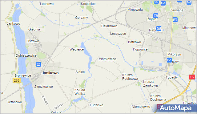 mapa Piotrkowice gmina Inowrocław, Piotrkowice gmina Inowrocław na mapie Targeo