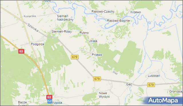 mapa Pniewo gmina Łomża, Pniewo gmina Łomża na mapie Targeo