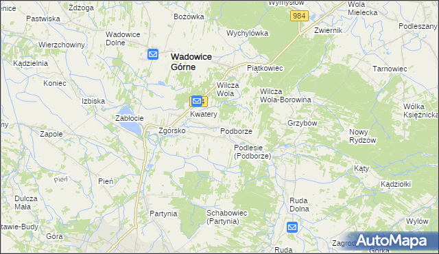 mapa Podborze gmina Radomyśl Wielki, Podborze gmina Radomyśl Wielki na mapie Targeo