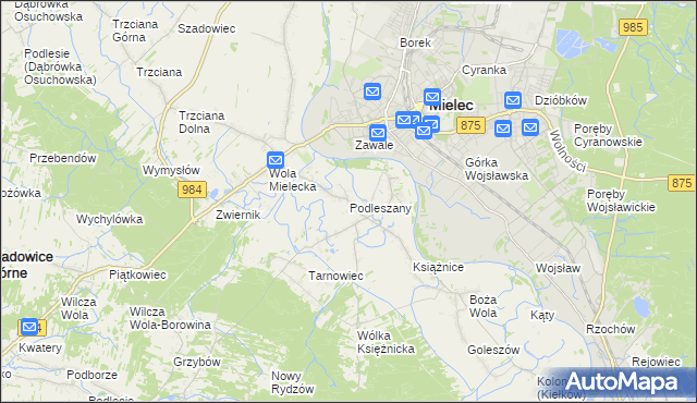 mapa Podleszany, Podleszany na mapie Targeo