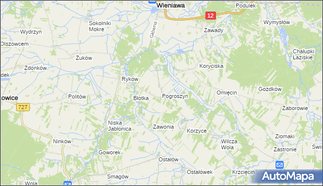 mapa Pogroszyn, Pogroszyn na mapie Targeo