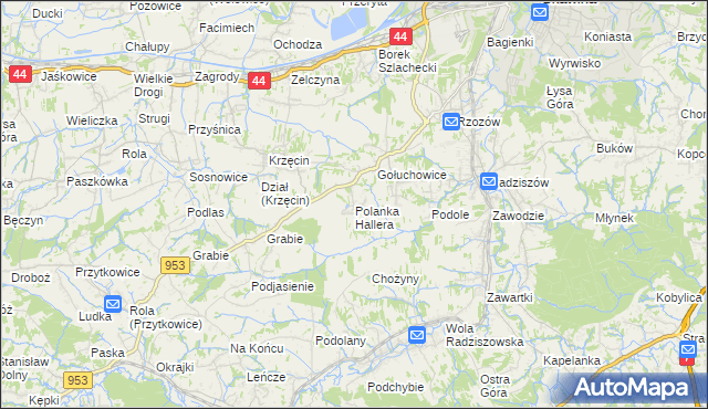 mapa Polanka Hallera, Polanka Hallera na mapie Targeo