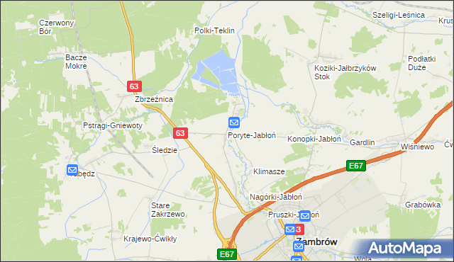 mapa Poryte-Jabłoń, Poryte-Jabłoń na mapie Targeo