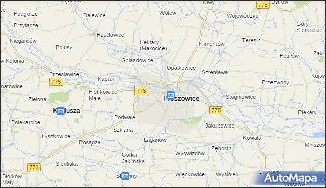 mapa Proszowice, Proszowice na mapie Targeo
