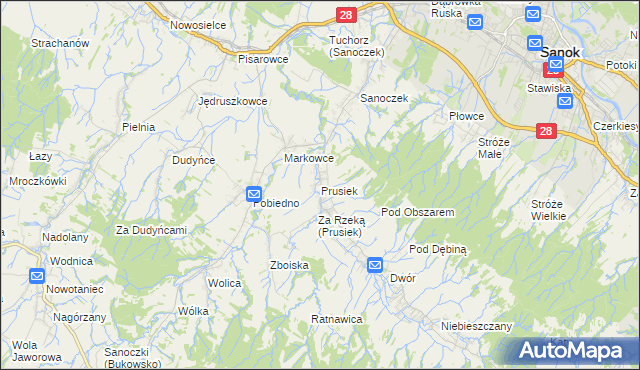 mapa Prusiek, Prusiek na mapie Targeo
