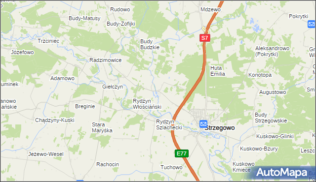 mapa Prusocin, Prusocin na mapie Targeo