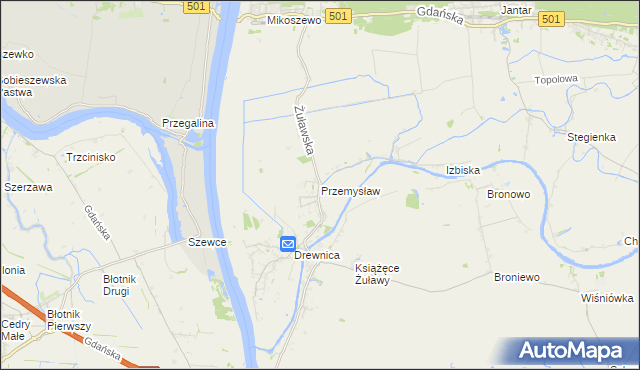 mapa Przemysław gmina Stegna, Przemysław gmina Stegna na mapie Targeo