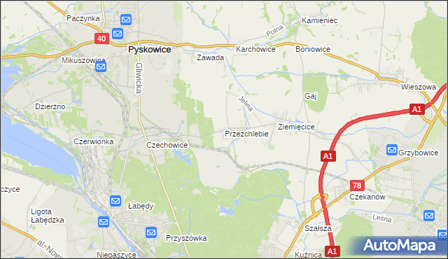 mapa Przezchlebie, Przezchlebie na mapie Targeo