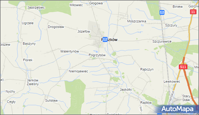 mapa Przybysławice gmina Raszków, Przybysławice gmina Raszków na mapie Targeo