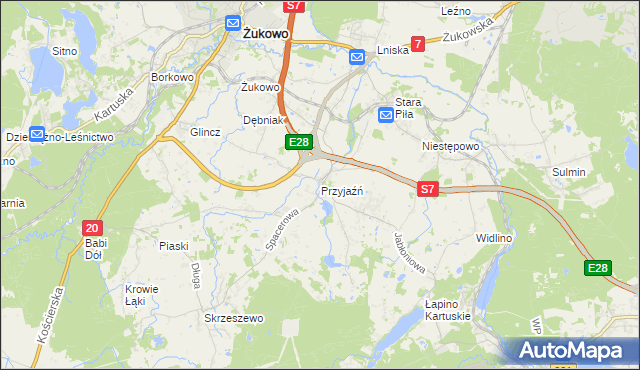 mapa Przyjaźń, Przyjaźń na mapie Targeo