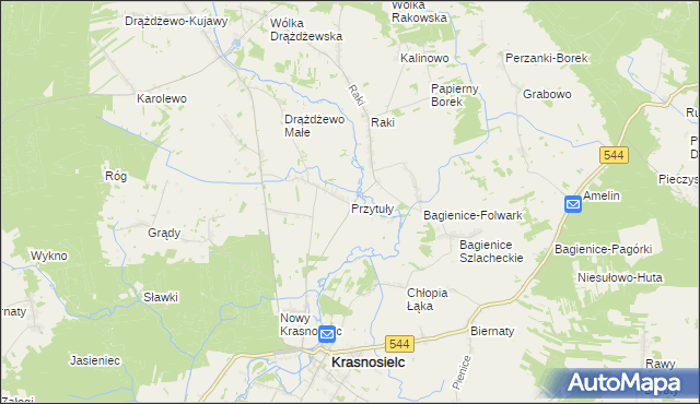 mapa Przytuły gmina Krasnosielc, Przytuły gmina Krasnosielc na mapie Targeo