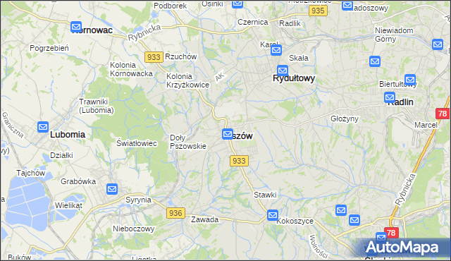 mapa Pszów, Pszów na mapie Targeo