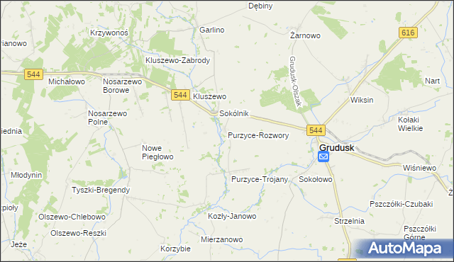 mapa Purzyce-Rozwory, Purzyce-Rozwory na mapie Targeo