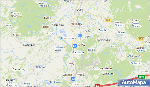 mapa Pustków gmina Dębica, Pustków gmina Dębica na mapie Targeo