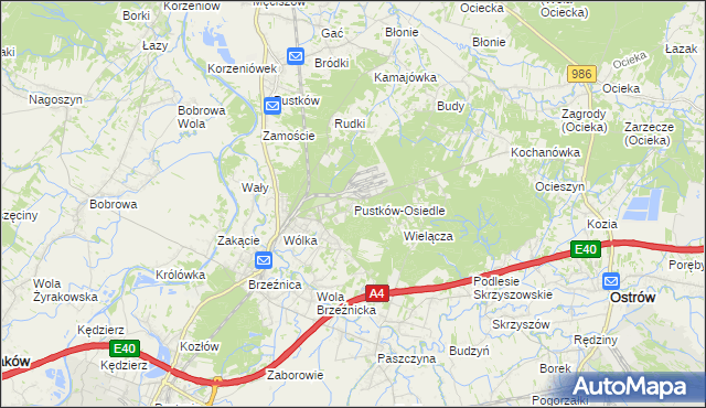 mapa Pustków-Osiedle, Pustków-Osiedle na mapie Targeo