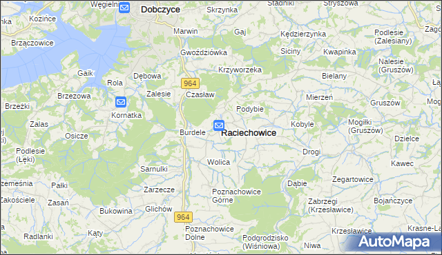 mapa Raciechowice, Raciechowice na mapie Targeo