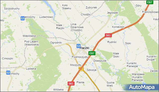 mapa Raczki powiat suwalski, Raczki powiat suwalski na mapie Targeo