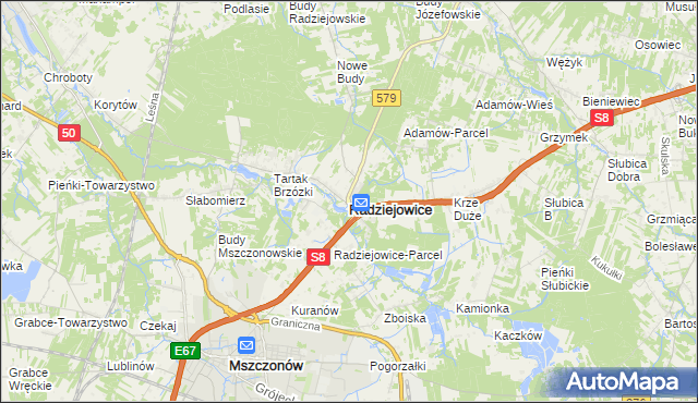 mapa Radziejowice, Radziejowice na mapie Targeo