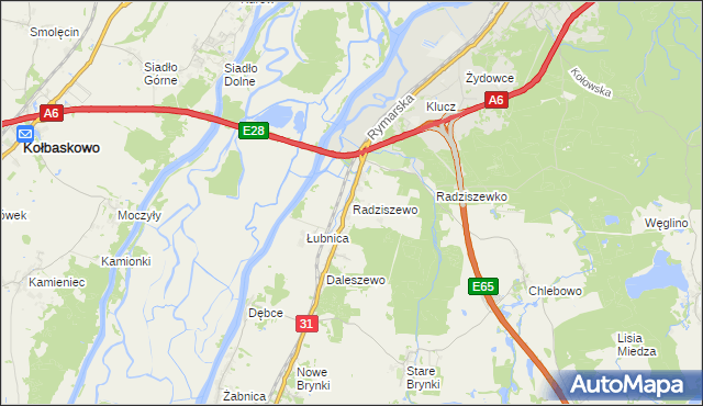 mapa Radziszewo gmina Gryfino, Radziszewo gmina Gryfino na mapie Targeo