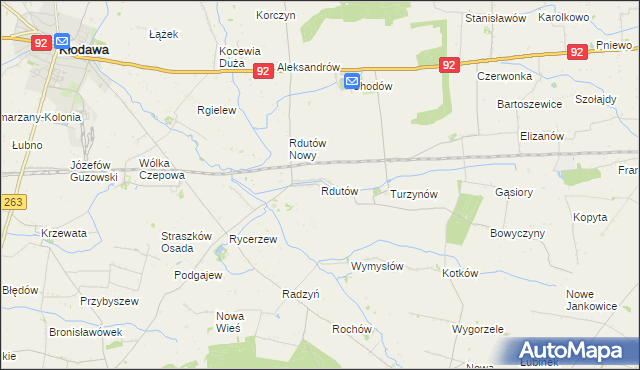 mapa Rdutów gmina Chodów, Rdutów gmina Chodów na mapie Targeo