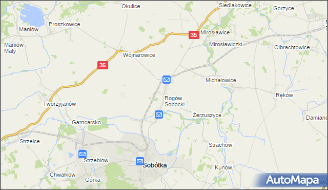 mapa Rogów Sobócki, Rogów Sobócki na mapie Targeo