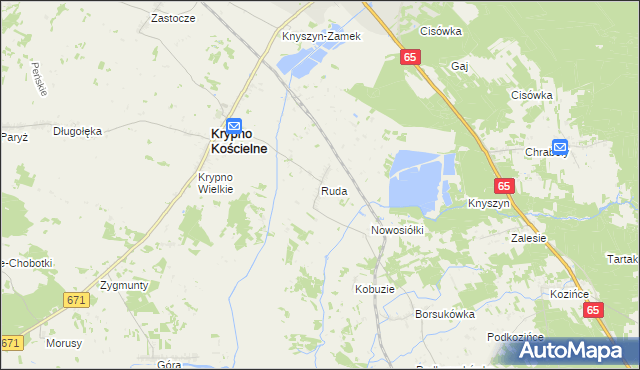 mapa Ruda gmina Krypno, Ruda gmina Krypno na mapie Targeo