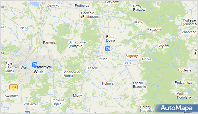 mapa Ruda gmina Radomyśl Wielki, Ruda gmina Radomyśl Wielki na mapie Targeo