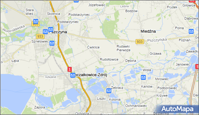 mapa Rudołtowice, Rudołtowice na mapie Targeo