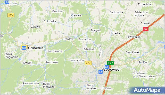 mapa Rybianka, Rybianka na mapie Targeo