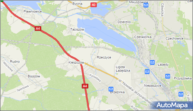 mapa Rzeczyce gmina Rudziniec, Rzeczyce gmina Rudziniec na mapie Targeo