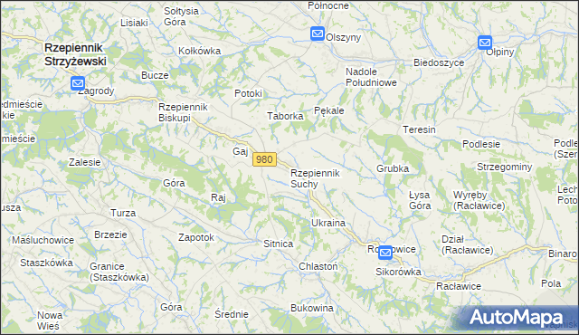 mapa Rzepiennik Suchy, Rzepiennik Suchy na mapie Targeo