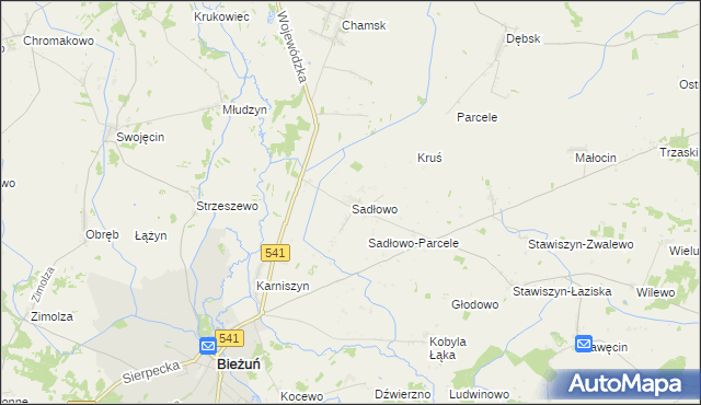 mapa Sadłowo gmina Bieżuń, Sadłowo gmina Bieżuń na mapie Targeo