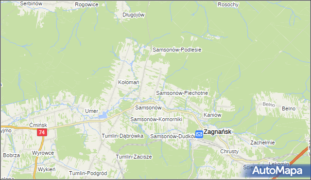 mapa Samsonów-Piechotne, Samsonów-Piechotne na mapie Targeo