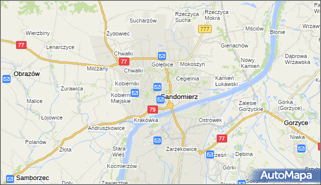 mapa Sandomierza, Sandomierz na mapie Targeo