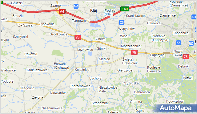 mapa Siedlec gmina Bochnia, Siedlec gmina Bochnia na mapie Targeo