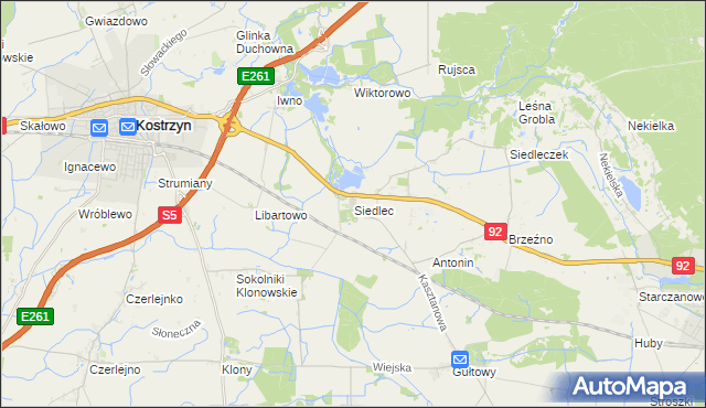 mapa Siedlec gmina Kostrzyn, Siedlec gmina Kostrzyn na mapie Targeo