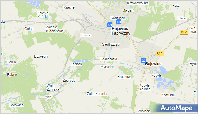 mapa Siedliszczki gmina Rejowiec, Siedliszczki gmina Rejowiec na mapie Targeo