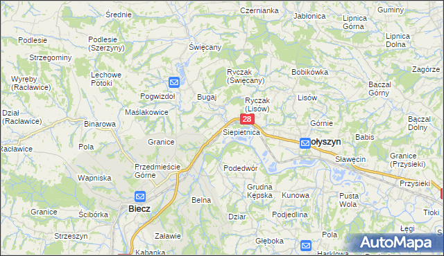 mapa Siepietnica, Siepietnica na mapie Targeo