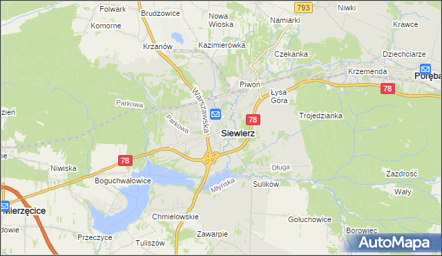 mapa Siewierz, Siewierz na mapie Targeo