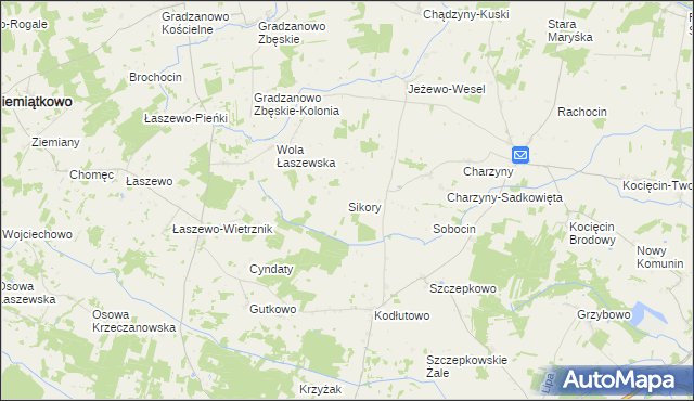 mapa Sikory gmina Raciąż, Sikory gmina Raciąż na mapie Targeo