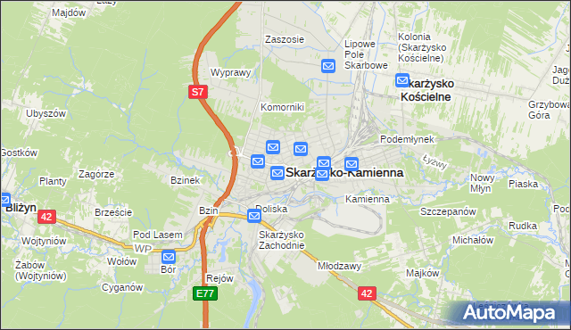 mapa Skarżysko-Kamienna, Skarżysko-Kamienna na mapie Targeo