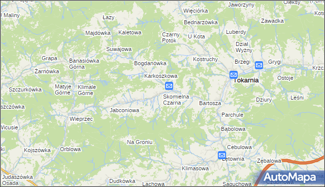 mapa Skomielna Czarna, Skomielna Czarna na mapie Targeo