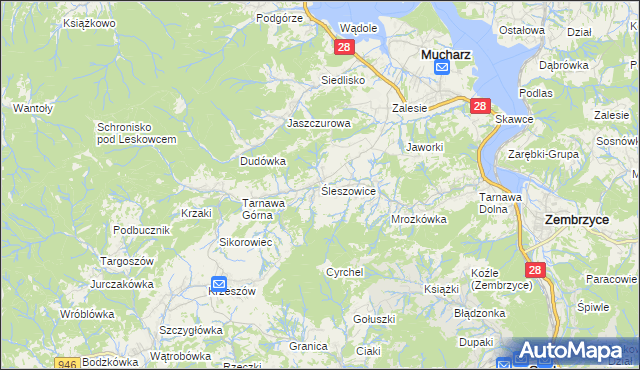 mapa Śleszowice, Śleszowice na mapie Targeo