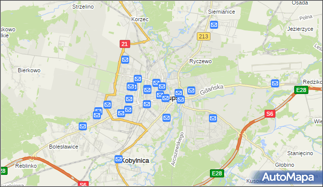 mapa Słupska, Słupsk na mapie Targeo