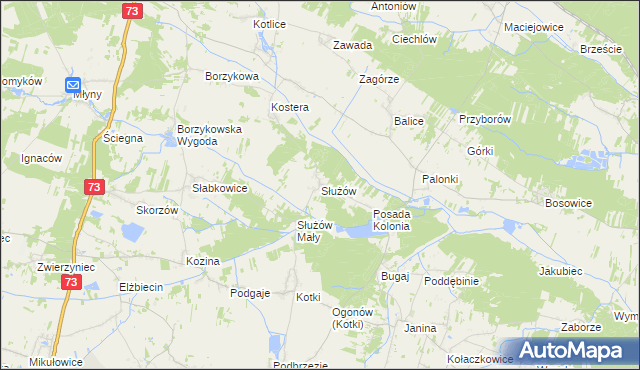 mapa Służów, Służów na mapie Targeo